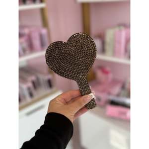 <b>Lighted</b> Double-Sided <b>Vanity</b> <b>Mirror</b> with Foldable Handle Rose-Shaped PU Frame - Product Image 6
