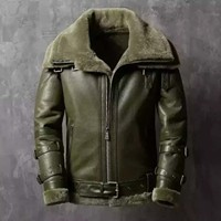 Bomber Femme Noir B3 Aviator Flying Fur Shearling Manteau en cuir véritable