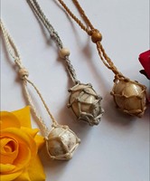 Collier en macramé fait main avec pendentif en pierre de malachite naturelle, cadeau minimaliste bouddhiste, noué à la main, réglable