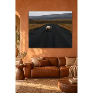 Impression sur toile de Fida White Ram sur route de terre déserte - Product Image 1