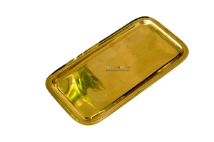 Bandeja de servicio redonda de Metal chapado en oro personalizable con mango de borde en relieve para el hogar, restaurante, Hotel, herramientas de ensalada - Product Image 4
