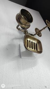 Jabonera multiusos con cepillo de dientes y soporte para pasta de dientes en latón puro con acabado chapado en oro para accesorios de baño de lujo - Product Image 6