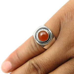 Anillo grueso de piedras preciosas de cornalina Natural, anillos de plata de ley 925 para mujeres y niñas, joyería antigua clásica hermosa hecha a mano - Product Image 3
