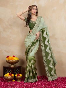 Trendmalls Jacquard seda bordado mujer Sari blusa sin costuras pieza () para verano invierno indio paquistaní - Product Image 2