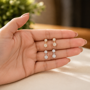 Boucles d'oreilles pendantes en or jaune plaqué 14 carats avec moissanite et diamant taille brillant pour femme - Product Image 5