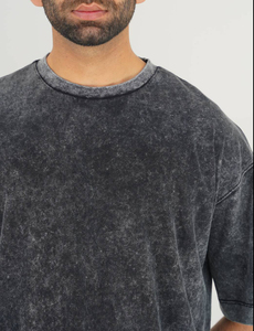 Oversized O-Neck Short Sleeve Solid Color Washed <b>100</b>% Cotton Jersey T-<b>Shirt</b> Men Casual Drop Shoulder Fit - Product Image 5