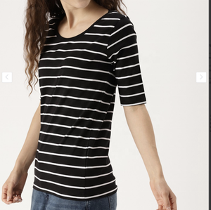 Camiseta extragrande de algodón de alta calidad para mujer, estampado de tiras personalizado con manga larga, ajuste holgado para el verano - Product Image 5
