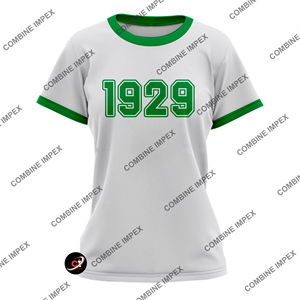 Camiseta personalizada para mujer con media manga de algodón transpirable impresa en blanco verde recortada camisas XL tamaño logotipo personalizado - Product Image 6
