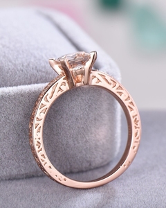 100% naturel rose Morganite 14kt or massif luxe nouveau Design or massif bijoux fins bagues avec bague en diamants véritables - Product Image 4