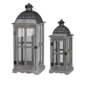 Diseño en forma de cabaña, pieza antigua, juego de madera de dos Faroles, atractivo farol rústico, mesa, juego de faroles de madera de la mejor calidad - Product Image 4