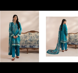 Mausummery 2025 colección de lino de invierno Vol 02 descuento stock lote 3 piezas impreso Digital Doria lino para fiestas indio pakistaní - Product Image 4