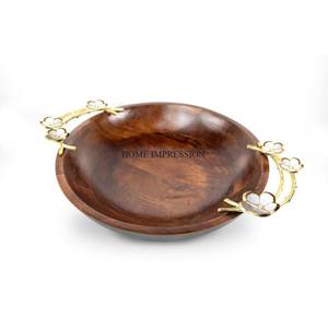 Mangos de metal chapados en oro de Color blanco de alto grado, hojas de flores de diseñador para el mejor agarre, cuencos de madera, centro de mesa desechable - Product Image 1