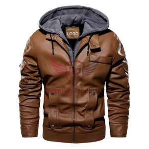Blouson aviateur en cuir véritable de qualité supérieure avec capuche pour hommes personnalisez votre style avec une mode élégante d'usine OEM - Product Image 1