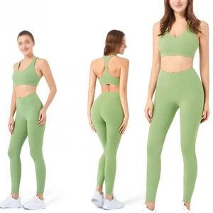 2025 nouveau Design professionnel femmes Yoga ensemble solide avant haute qualité Spandex/Nylon séchage rapide respirant confortable personnalisé - Product Image 5