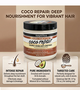 Après-shampoing réparateur profond à la noix de coco pour cheveux noirs, hydratant et réparateur pour cheveux bouclés, crépus et afro - Product Image 4