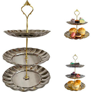 Soporte de pastel de acero inoxidable de aspecto moderno de diseño clásico, acabado plateado brillante para postre, soporte para cupcakes, pastel de cumpleaños - Product Image 4