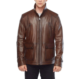 Veste en cuir pour homme à la mode, coupe-vent, écologique, personnalisable avec logo frontal, haute qualité, vente chaude - Product Image 1