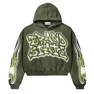 Wholesale Custom Y2K <b>Acid</b> Washed Hoodie for Men Vintage Streetwear Fashion Rhinestone Knitted Logo Printed Hoodie Shirts Men's - Product Image 5