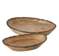 Bol en bois d'acacia de grande taille, poli, écologique, de haute qualité, avec impression émail moderne, fait main, pour servir, mélanger, salade, soupe