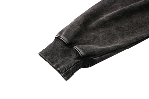 Sweat à capuche vintage délavé avec logo personnalisé pour hommes 100% coton Col à capuche Techniques de lavage à l'acide Brodé de haute qualité - Product Image 3