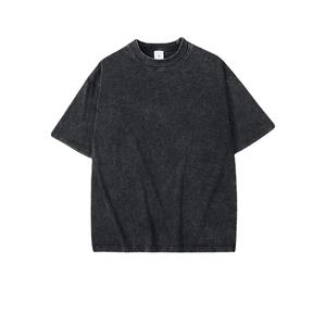 Por encargo de los hombres de gran tamaño suelta gota hombro diseñador pesado Vintage ácido lavado camiseta con patrón de impresión - Product Image 2