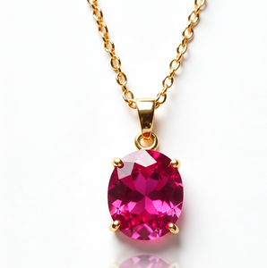 สร้อยคอทับทิมรูปไข่16นิ้ว8 GM | จี้อัญมณีหรูหรา | 925เงินสเตอร์ลิง18K ชุบทอง18K - Product Image 3