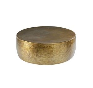 Mesa de centro de aluminio martillado Vintage con acabado Natural 2025, superventas, alta calidad, venta al por mayor, mesa redonda personalizada - Product Image 1