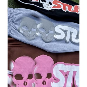 Pantalon de jogging lourd 100% coton personnalisé pantalon évasé solide motif impression 3D de bulles survêtement pour hommes empilé avec col à capuche - Product Image 5