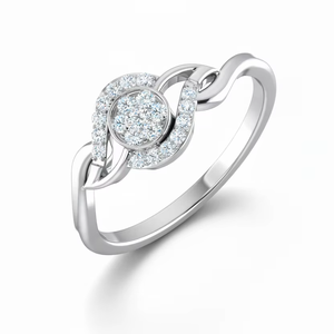 Anillo de Mujer con Racimo de Flores en Oro de 14K y Diamantes Naturales, Corte Brillante Redondo, Bañado en Rodio, Estilo Moderno, Certificado IGI - Product Image 1