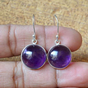 Direct Usine Prix Améthyste Boucles D'oreilles Lunette Boucles D'oreilles En Argent Sterling 925 Rond Pierres Précieuses Améthyste Bijoux Belles Boucles D'oreilles - Product Image 1