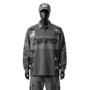 Camiseta de Rugby para Hombre, Tela Premium de Poliéster y Elastano, 220 GSM, Diseño de Paneles Grises, Impresión por Sublimación, Logotipo Personalizado, Absorbe la Humedad - Product Image 1