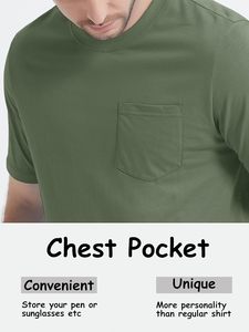 T-shirt élégant et tendance pour homme, 100 % coton, anti-plis, avec poche, manches courtes, col rond, idéal pour l'été et le streetwear, pour garçons - Product Image 4