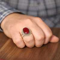 Bague pour homme en argent sterling 925, pierre de rubis ovale facettée, plaqué rhodium, bijoux fins, à porter au quotidien, certifiée IGI, 12,83 g