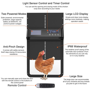 Tự Động Gà Coop Cửa Năng Lượng Mặt Trời Powered Điện 5000MAh Hẹn Giờ Cảm Biến Ánh Sáng Điều Khiển Từ Xa Chống-Nhúm Thiết Kế Gà Coop Cửa - Product Image 5