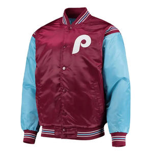 Veste en satin personnalisée de l'équipe de baseball américaine vintage de haute qualité College Letterman brodée Bomber Varsity Jacket - Product Image 5