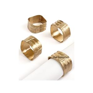 Ronds de serviette carrés en métal faits à la main en couleurs émaillées pour porte-serviettes de table de mariage et de restaurant - Product Image 2