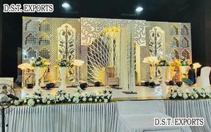 ชุดตกแต่งงานแต่งงานทำจากผ้าแมนดาลูปทรงสี่เหลี่ยมของราชวงศ์ผู้ผลิตแผ่นใยไฟเบอร์สำหรับงานแต่งงานของอินเดีย - Product Image 5