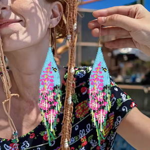 Mode Boho Creative Perles De Rocaille Compilées Longues Boucles D'oreilles Perlées Bohème Style Ethnique Gland Boucles D'oreilles Femme - Product Image 4