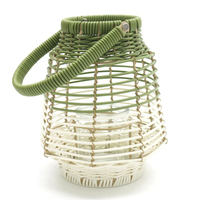 Lanterne suspendue en bambou et rotin faite à la main, porte-bougie en osier naturel tissé, décoration pour la maison et le jardin, lanterne suspendue en vente