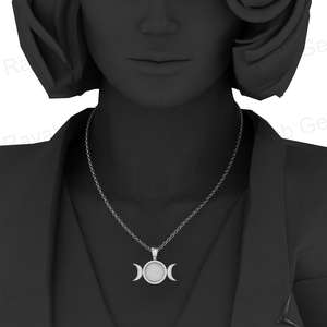 Colgante de Plata de Ley 925 con Engaste de Media Luna Redonda de 8 mm para Guardar Cenizas, Resina o Leche Materna, con Cadena de 18 Pulgadas - Product Image 6