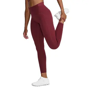 Topkwaliteit Ademende Vrouwen Kastanjebruine Hoge Taille Actieve Stretch Blanco Sport Legging Panty Vrouwen Katoenen Yoga Legging Te Koop