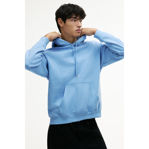 Men's Hoodies Spring Streetwear Solid Pocket Cotton Blend Jersey Fabric Custom Logo Pullover Hoody Thick Heavyweight Streetwear - Product Image 4