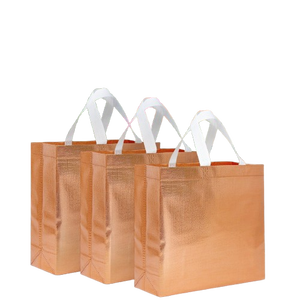 Sacs de shopping non tissés avec poignée, logo personnalisé, laminage métallique argenté et doré, fabricant vietnamien OEM, vente en gros - Product Image 2
