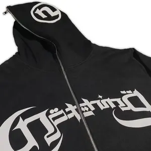 Sudadera con capucha Y2k transpirable con logotipo personalizado de alta calidad de diseño árabe para hombres, sudaderas con capucha extragrandes mezcladas de algodón de fabricante al por mayor - Product Image 3