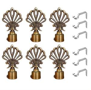 Juego de soporte para cortinas de madera Vintage, accesorios para el hogar, anillos de cortina, remates, ventanas, acentos decorativos - Product Image 5