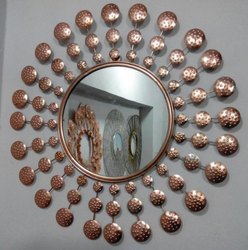 Espejo de pared con estilo para el hogar, espejo de cobre antiguo montado en la pared, redondo, elegante - Product Image 2