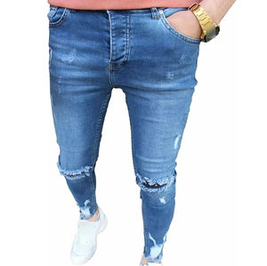 กางเกงยีนส์เดนิมทรงตรงเอวกลางสำหรับผู้ชาย คุณภาพสูง แฟชั่นทันสมัย ดีไซน์ขาดๆ ระบายอากาศได้ดี สีสันปรับแต่งได้ - Product Image 6