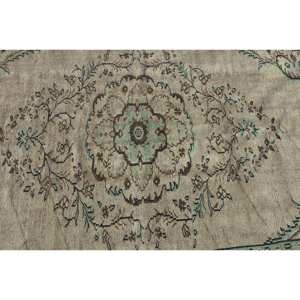 Alfombra de lana turca Vintage de 4,5x9,3 pies, área grande, patrón de retazos beige y verde clásico, respaldo de látex para adolescentes y adultos - Product Image 5