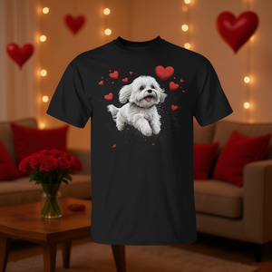Idée cadeau pour la Saint-Valentin, chien maltais en forme de cœur pour les amoureux des chiens, t-shirt personnalisé pour les propriétaires de chiens maltais - Product Image 3