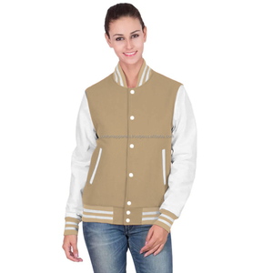 Quilted Cotton Varsity <b>Jacket</b> for Women <b>with</b> Custom Logo Embroidery and Breathable <b>Fleece</b> <b>Lining</b> - Product Image 1